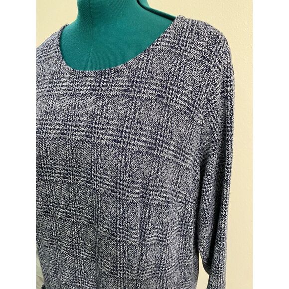 41 Hawthorn Aniya Jacquard Knit Soft & Comfortable Midi Dress Plaid Navy Size 2X - Picture 8 of 12